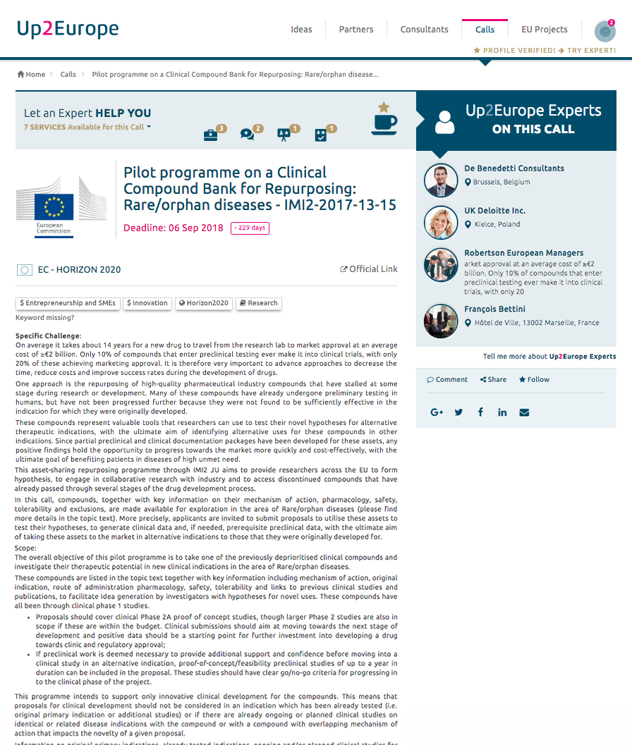Expert panel on Call for proposal Page :: Up2Europe platform