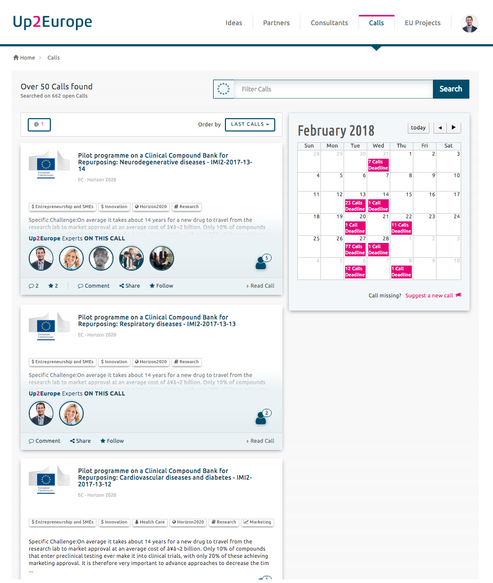 Up2Europe Experts visible in the list of the open calls :: Up2Europe platform